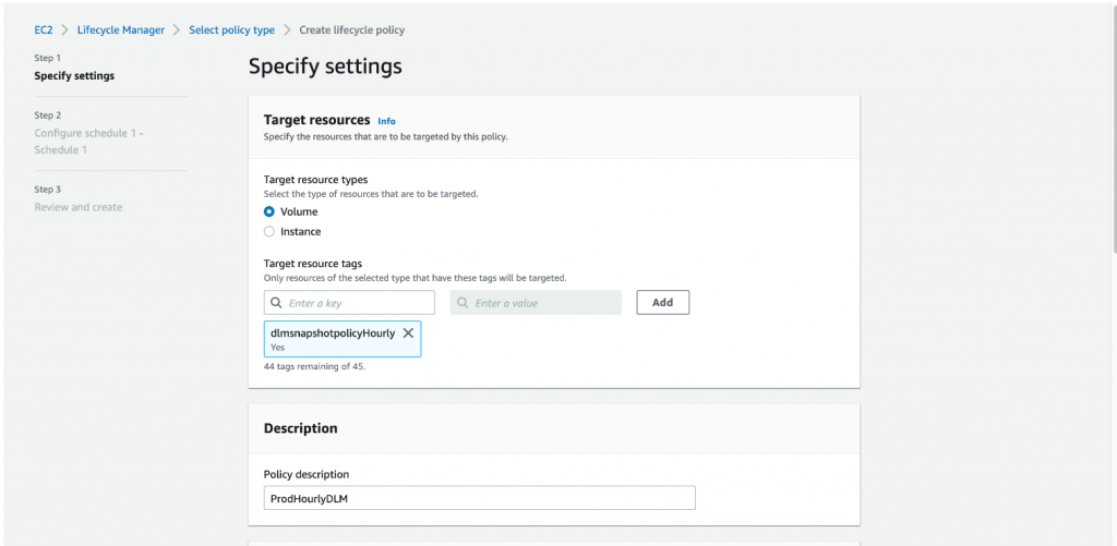 Creating an Amazon EBS snapshot policy