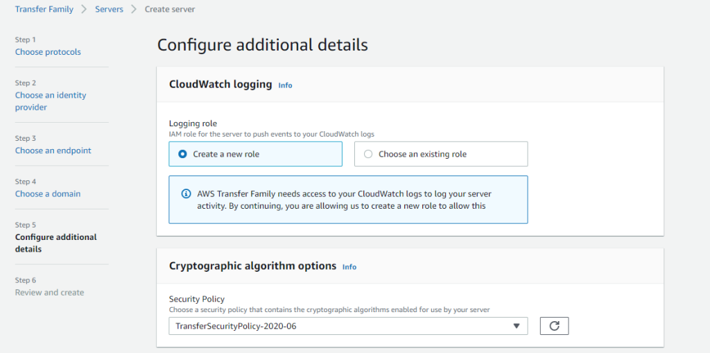 AWS Under create server, configuring additional details