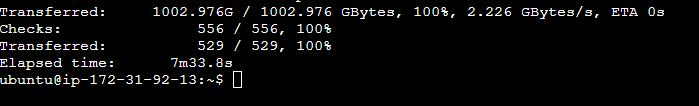 Figure 10.2: Output of the copy command showing the details about the transfer