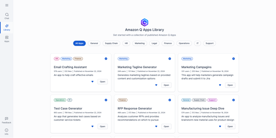 Verified apps in Amazon Q Apps library