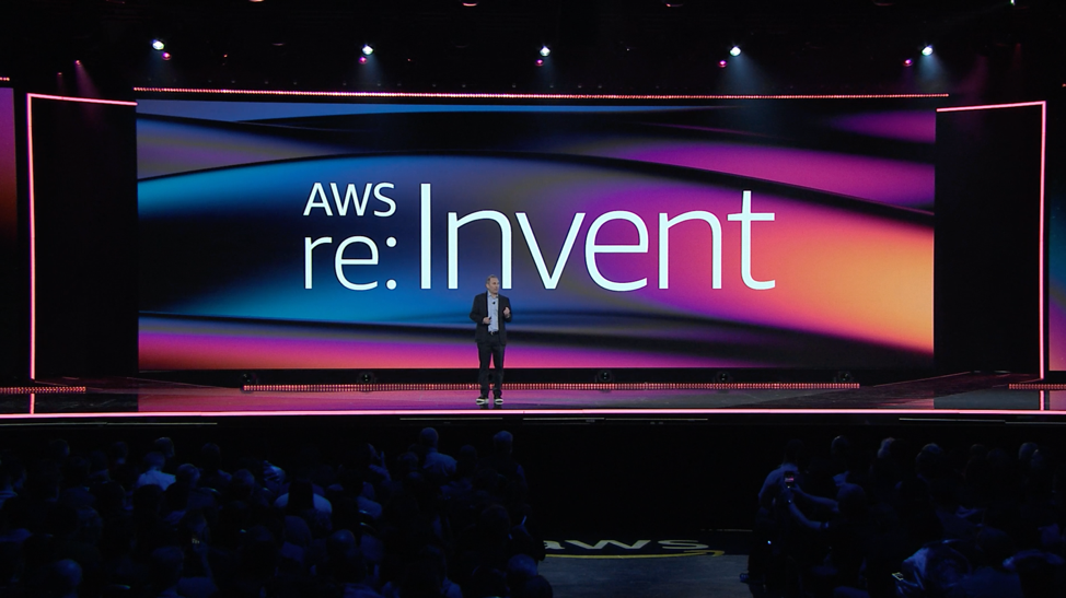 A shot from the live stream of Andy Jassy, CEO of Amazon Web Services, delivering the 2019 re:Invent keynote address in Las Vegas.