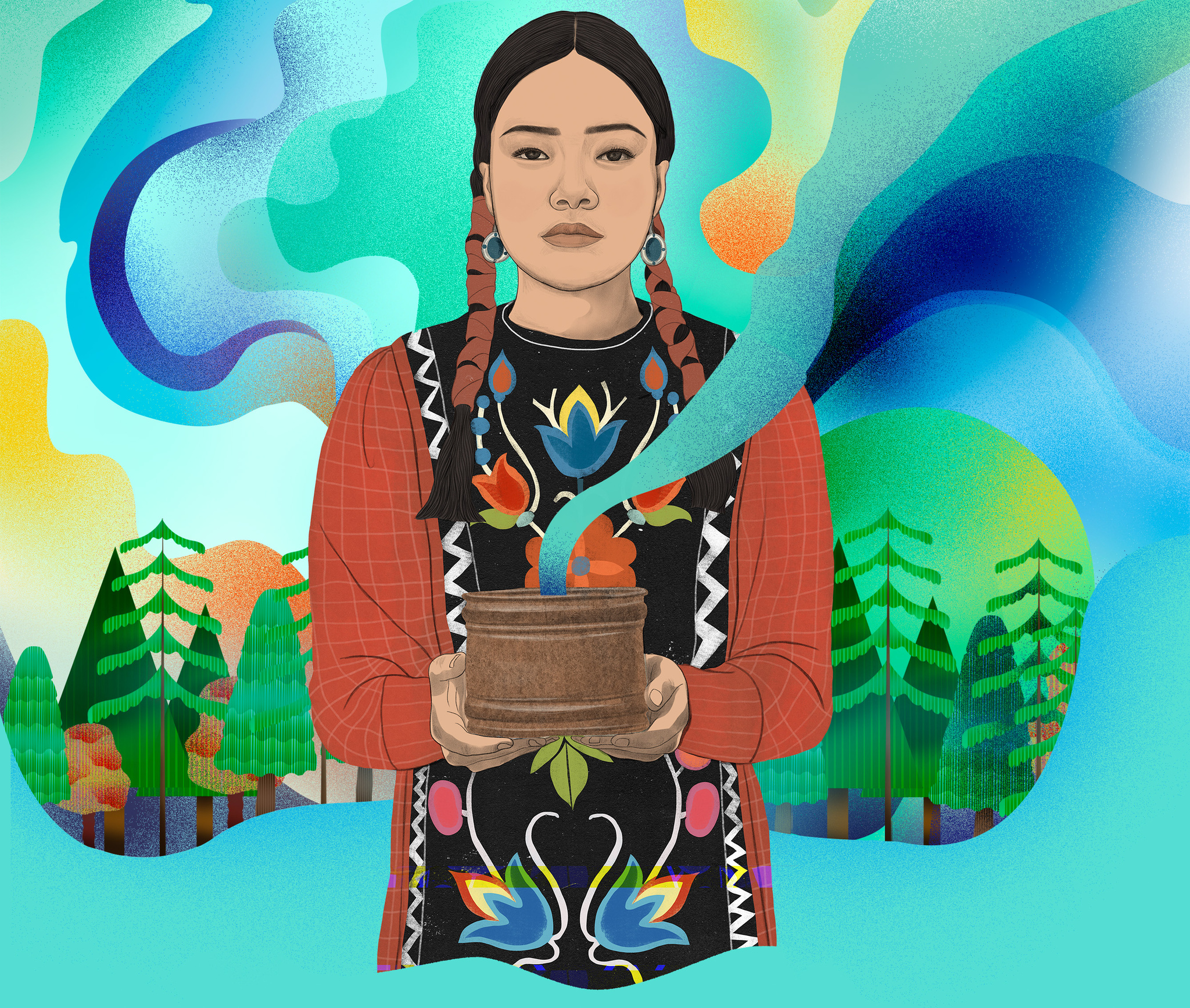 A Rebel Girls illustration of indigenous rights activist and clean water advocate Autumn Peltier.