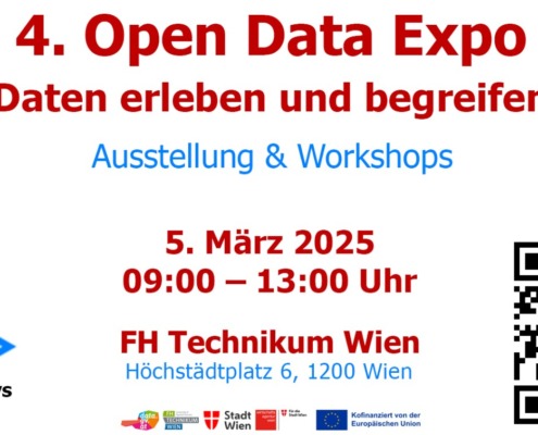 Flyer zur Open Data Expo 2025 mit QR-Code