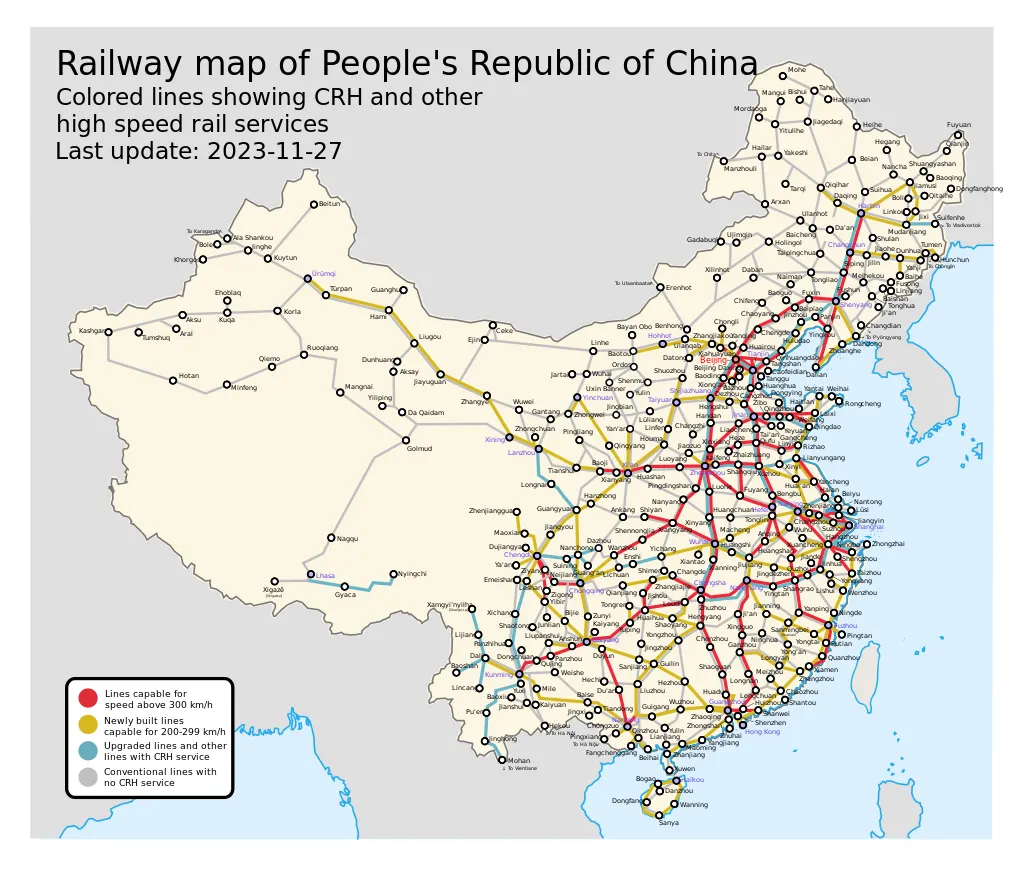 China High Speed Rail Map