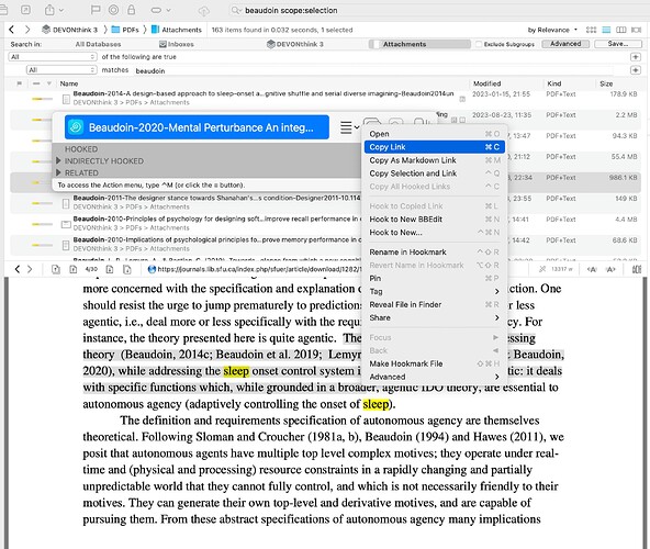 Copy Link in DEVONthink