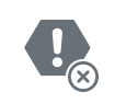 Hexagonal warning icon with an exclamation mark and a crossed-out circle.