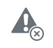 Warning icon with an exclamation mark inside a triangle and an X symbol.