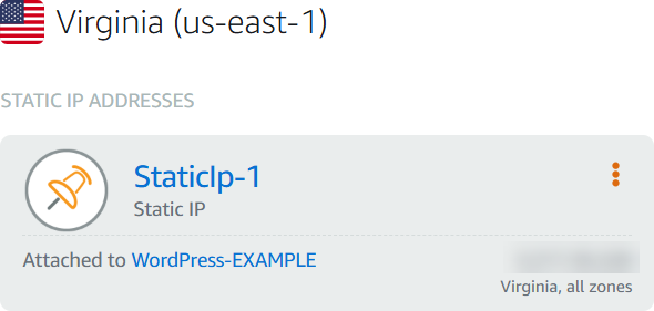 附加到实例的静态 IP 地址