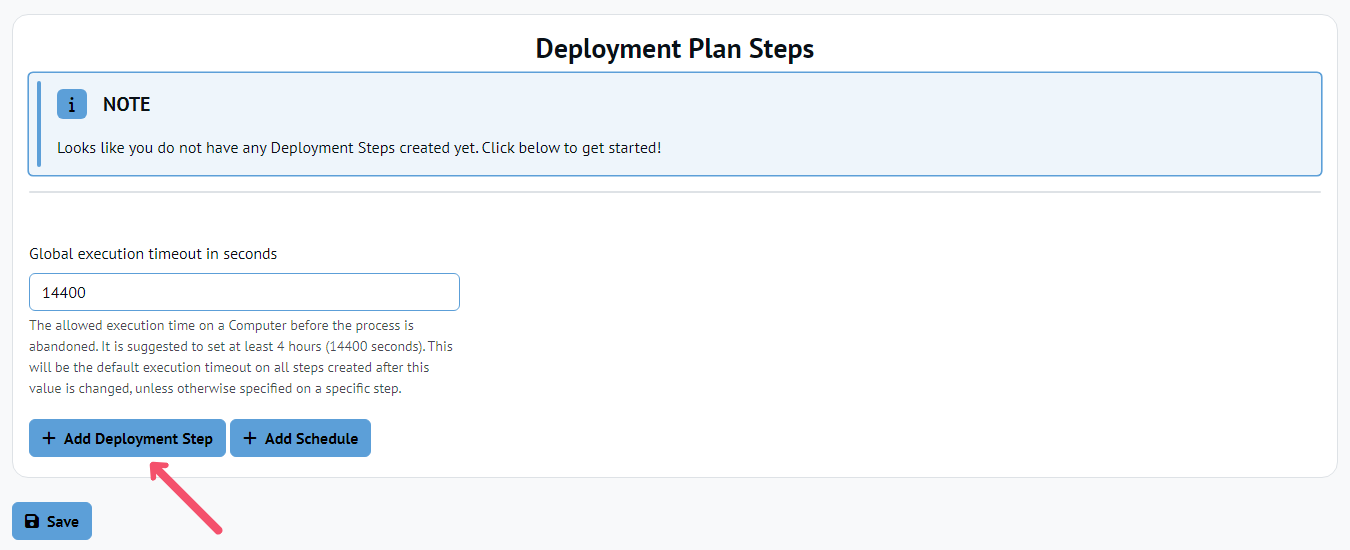 Chocolatey Central Management Deployment Plan add Deployment Step button