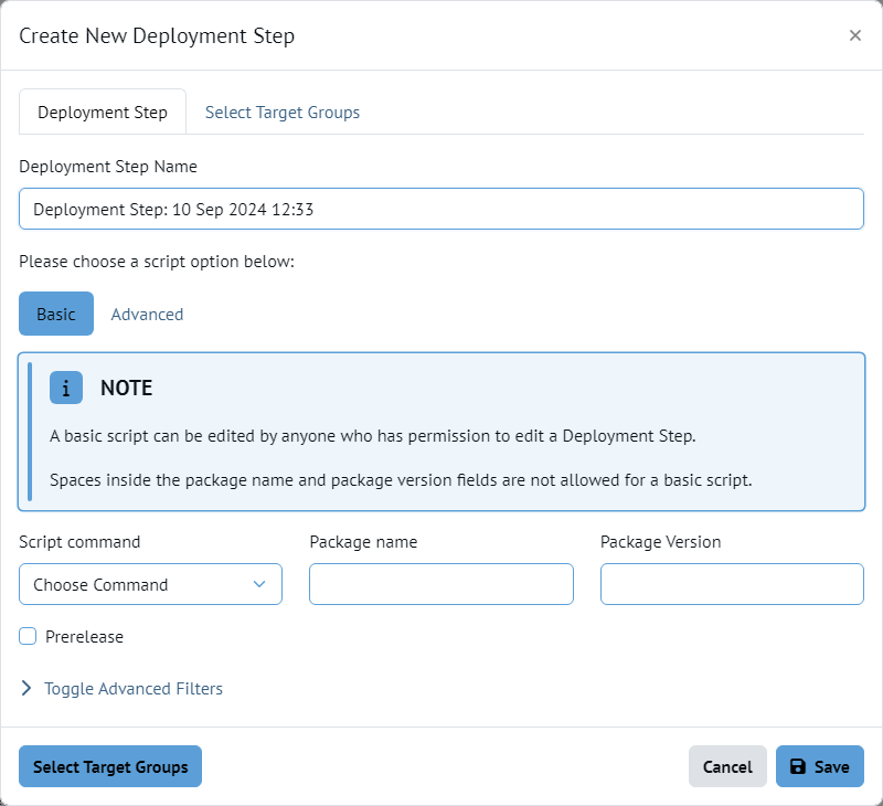 Chocolatey Central Management Deployment Plan new step modal