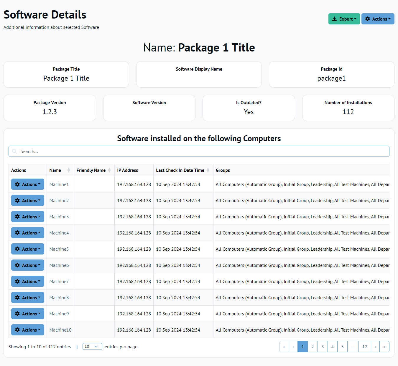 Software Details page