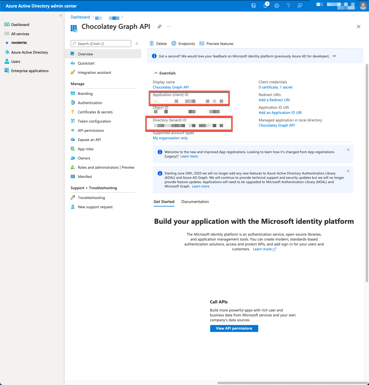 Finding Application and Directory IDs