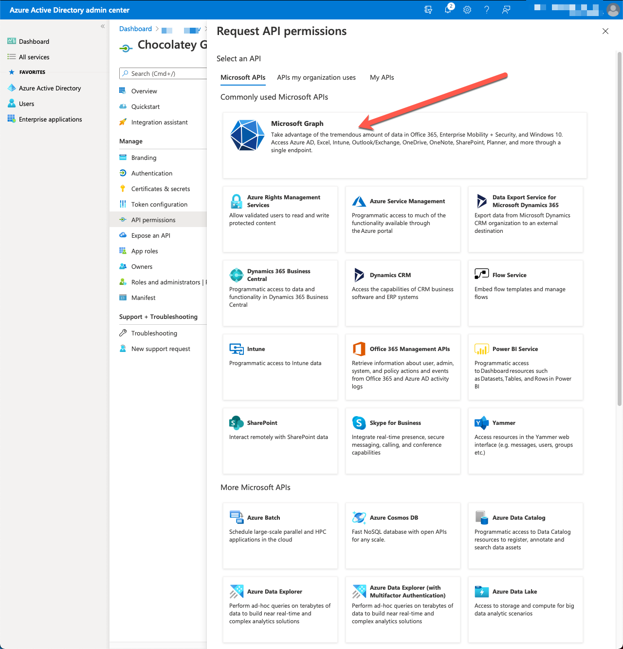 Select Microsoft Graph