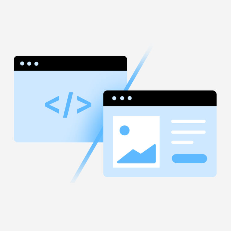un'illustrazione di due pagine web con e senza codifica