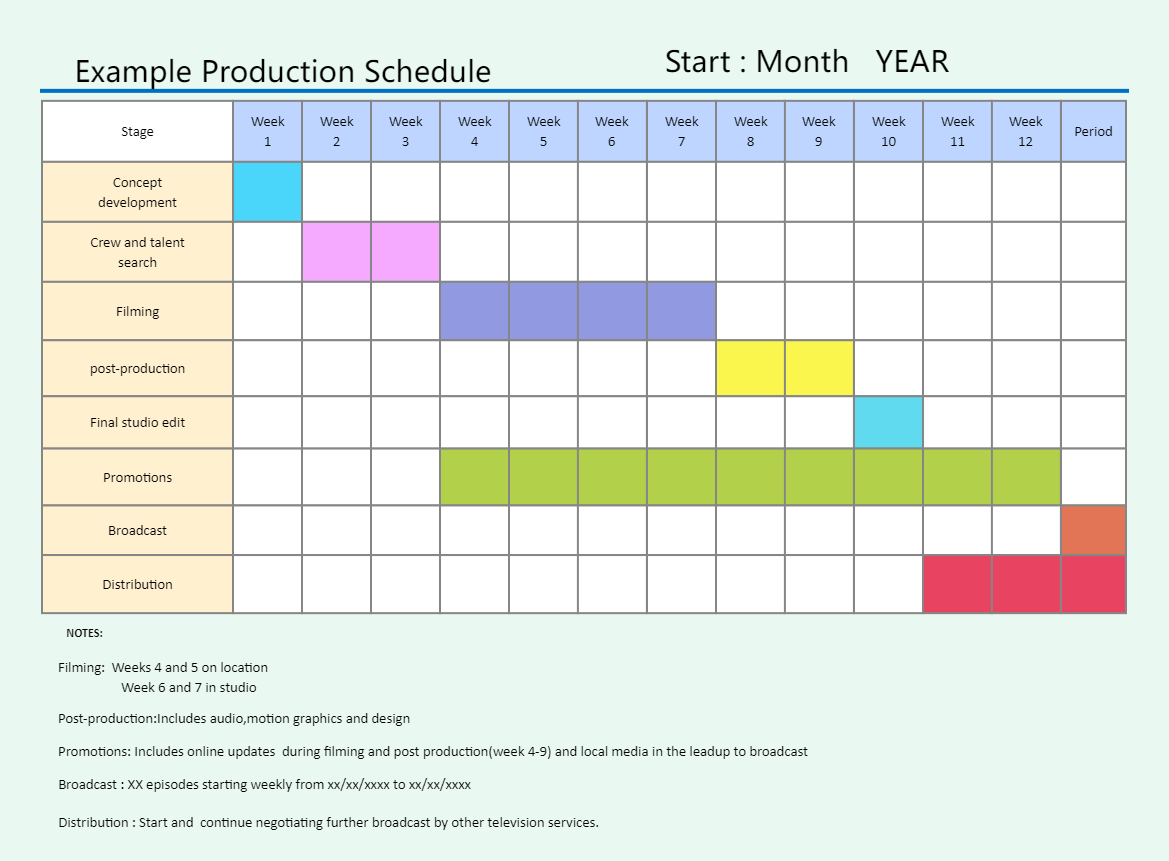 Production Schedule Template