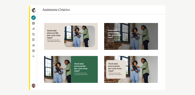 Exemplo de ferramenta Creative Assistant do Mailchimp