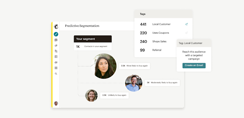 Example of Mailchimp’s predictive segmentation highlighting tags