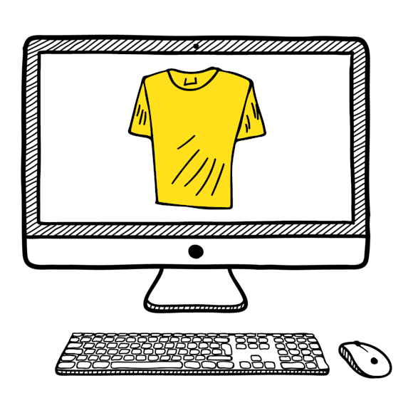 Tshirt on computer screen