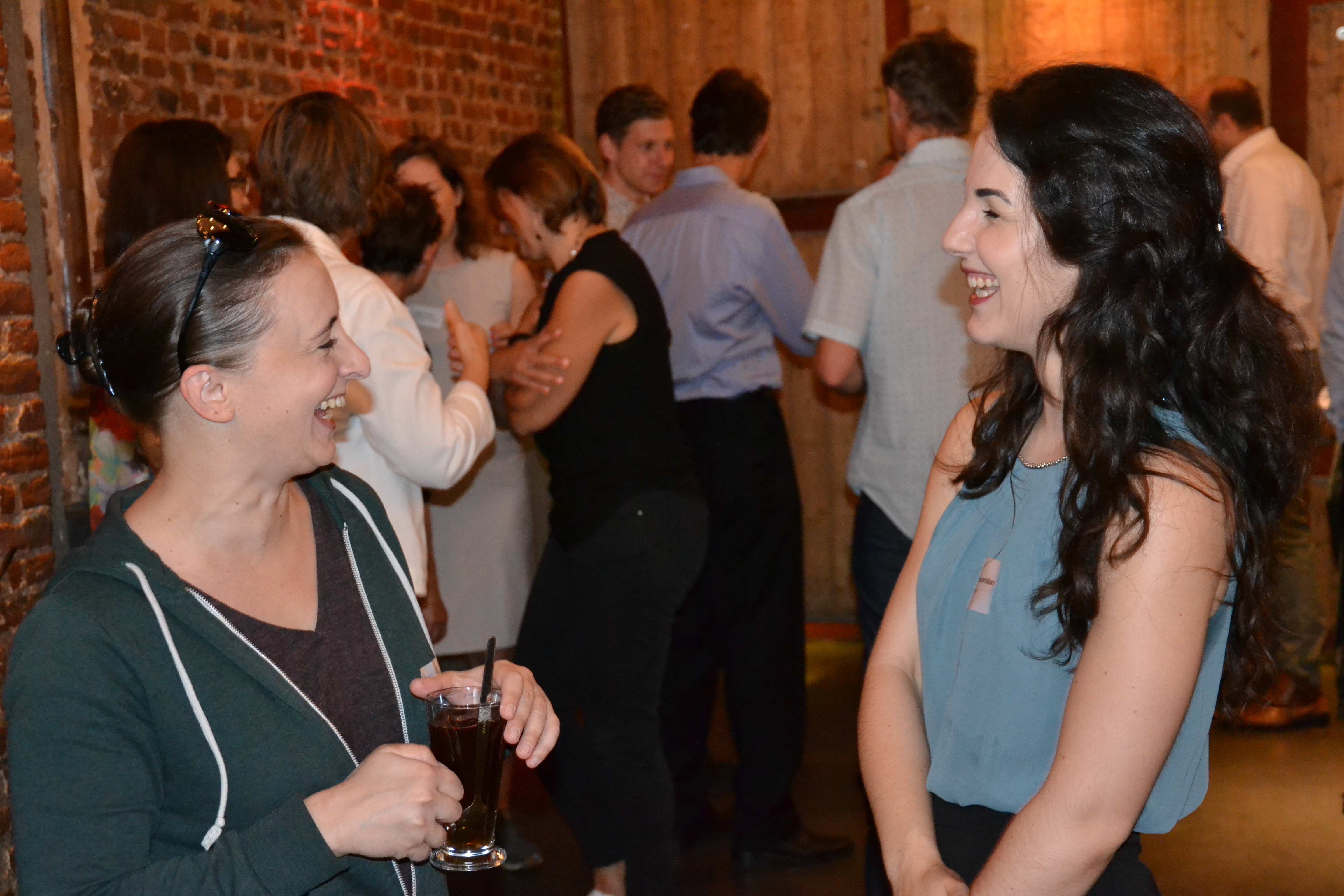 Two women at workshop laughing