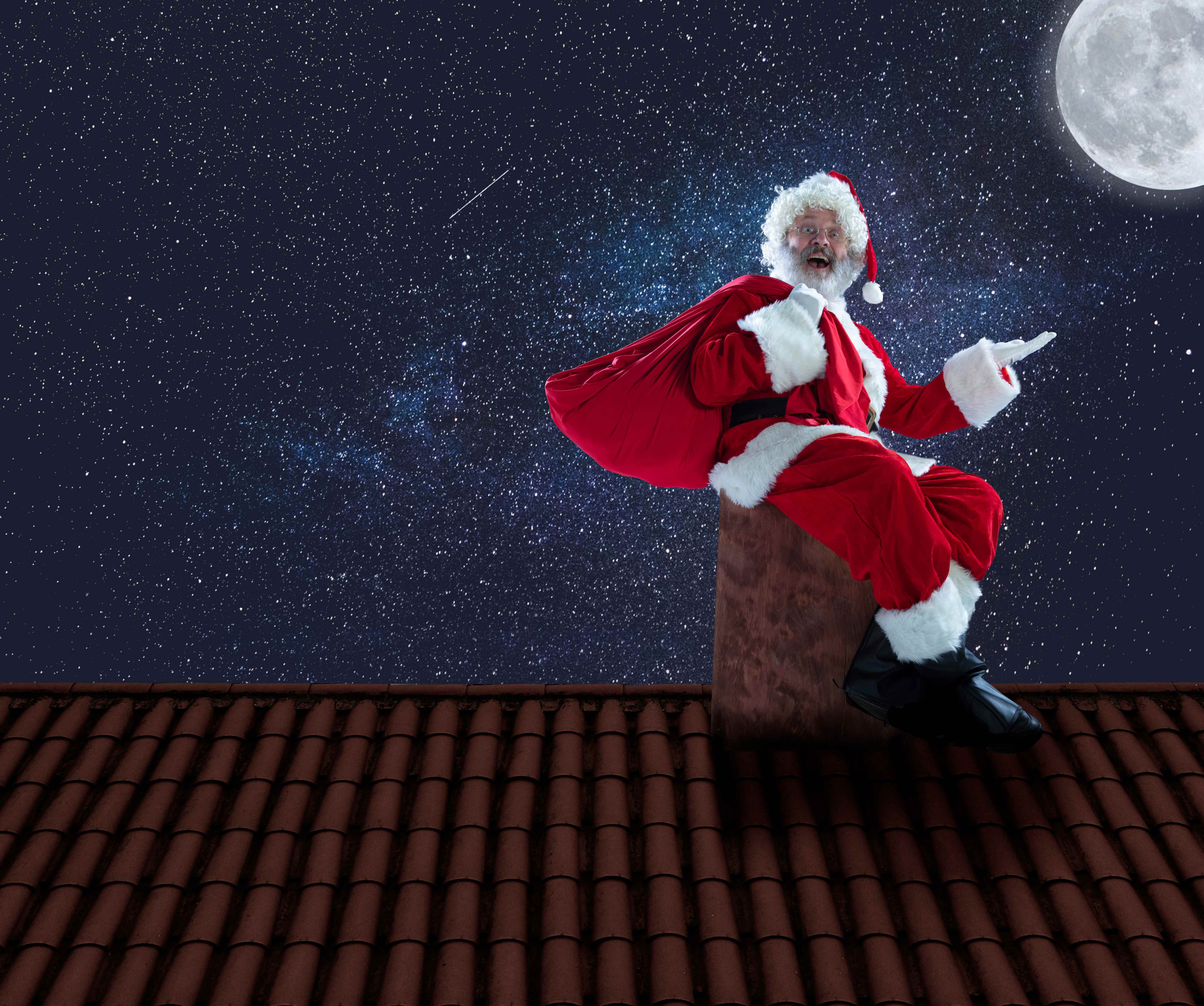 santa on a chimney