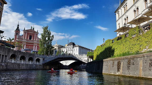 Landscape from Slovenia with a bridge and a river 