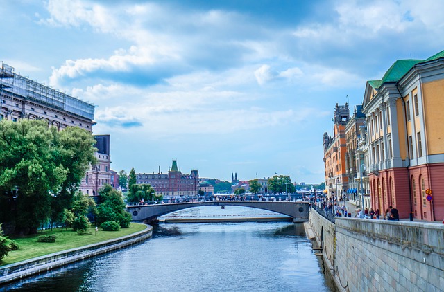 Landscape with a river and a bridge from Sweden 