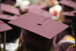 Dark red mortarboard