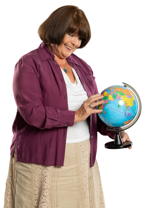 Woman holding a globe