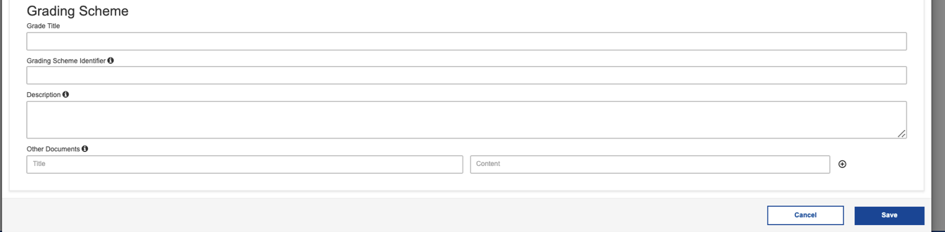 Screenshot of the Grading Scheme tab