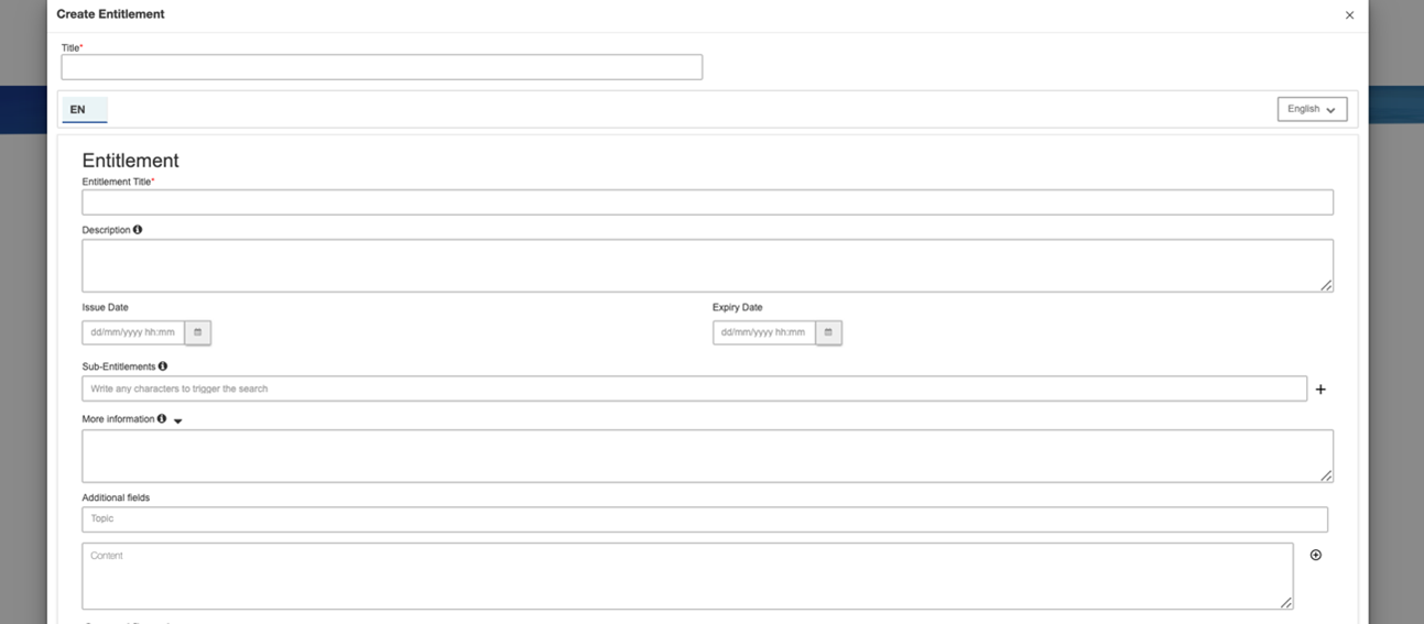 Screenshot of the Entitlements tab