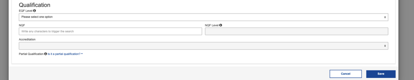 Figure showing the Qualifications tab 