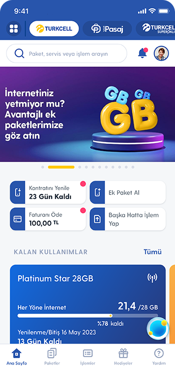 Turkcell uygulamasıyla siz
 neredeyseniz Turkcell’iniz orada!