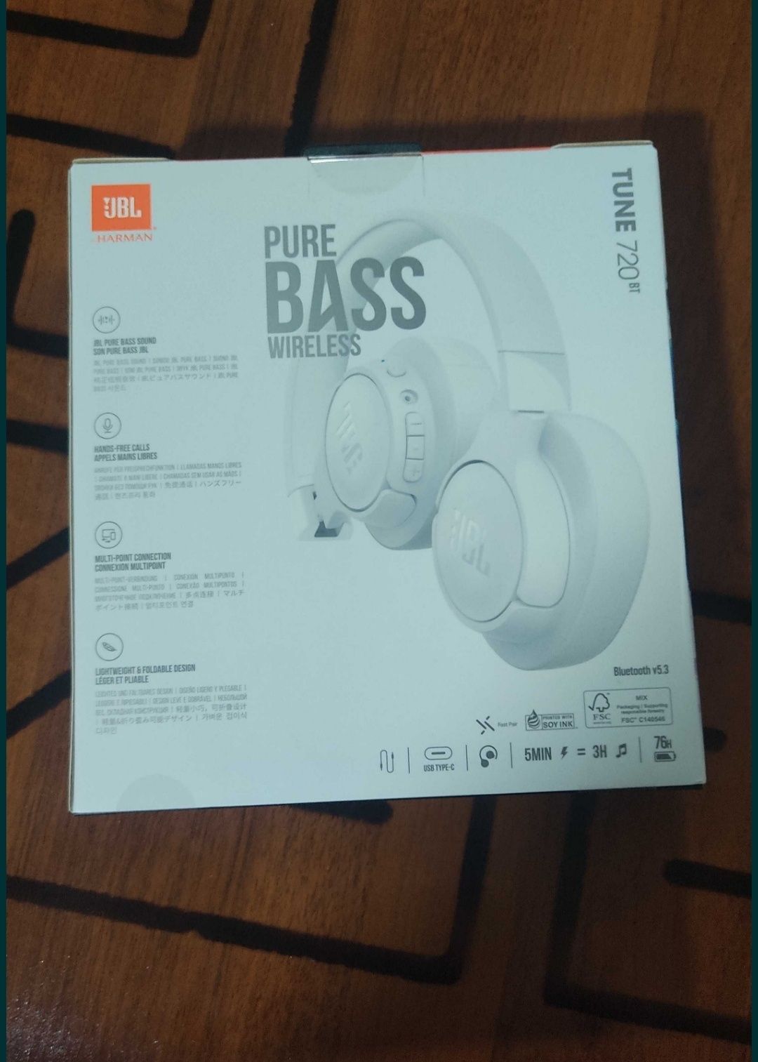 Абсолютно новый наушник Jbl Tune 720bt поддерживает Bluetooth идеальны