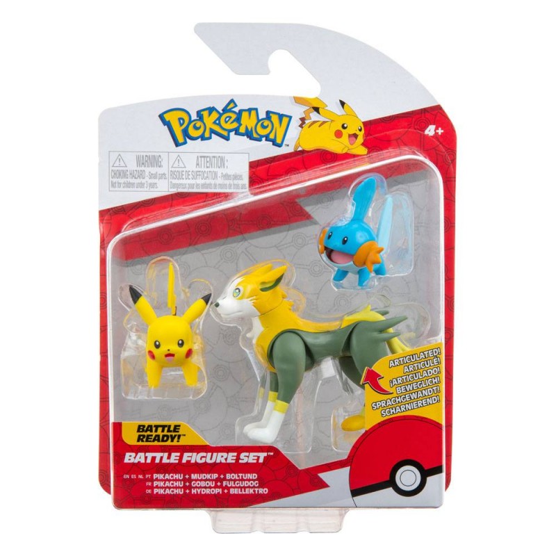 JAZWARES POKEMON BATTLE FIGURE SET PIKACHU MUDKIP BOLTUND FIGURES