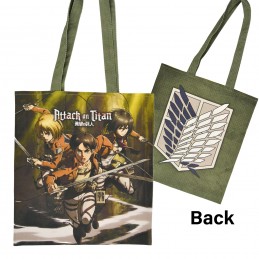 ATTACCO DEI GIGANTI EREN/MIKASA/ARMIN TOTE BAG SHOPPING BORSA 35X42CM POPBUBBIES