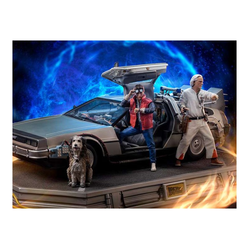 RITORNO AL FUTURO DELOREAN DELUXE FULL SET ART SCALE 1/10 STATUA FIGURE IRON STUDIOS