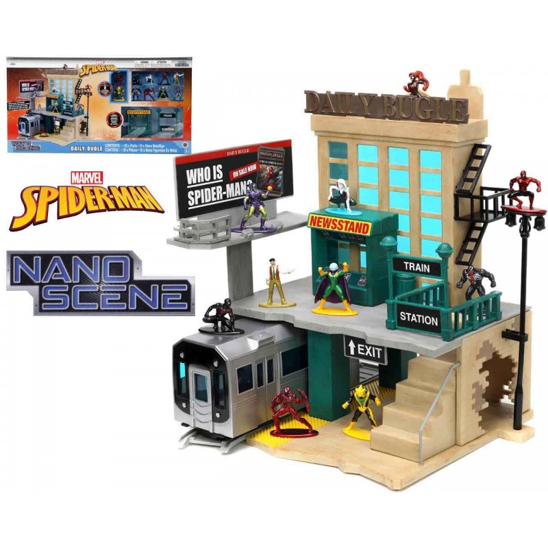 MARVEL SPIDER-MAN NANO SCENE DAILY BUGLE SET DIORAMA 10X MINI METAL FIGURES JADA TOYS