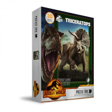 JURASSIC WORLD TRICERATOPS 3D EFFECT 100 PIECES JIGSAW