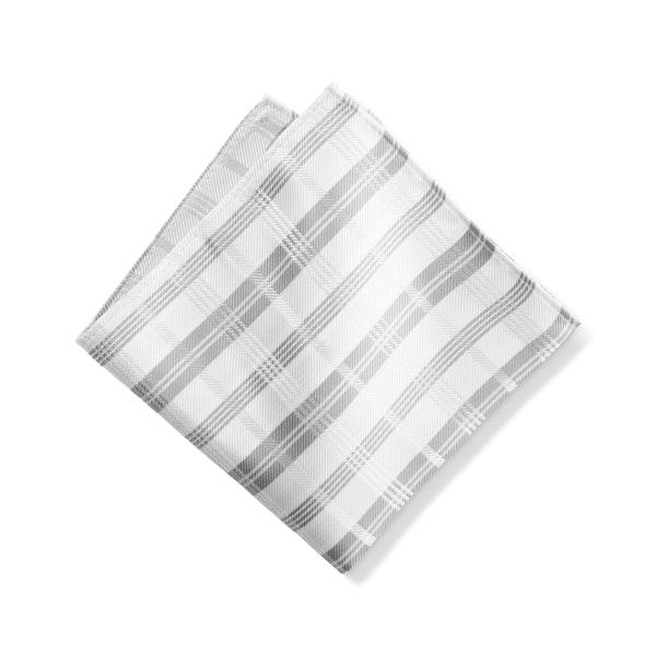 White Plaid Pocket Square