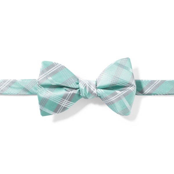 Tiffany Blue Plaid Pre-Tied Bow Tie