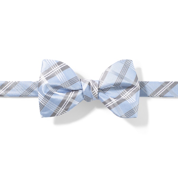 Ice Blue Plaid Pre-Tied Bow Tie