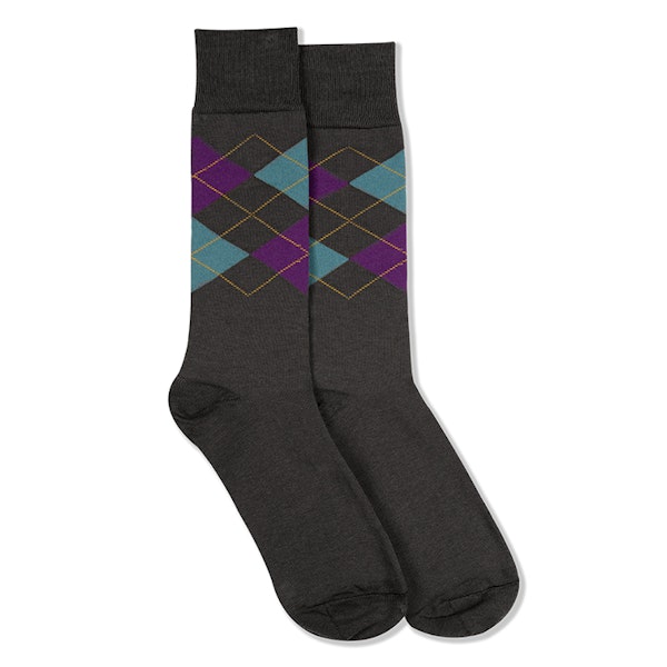 Plum & Teal Blue Gray Argyle Socks