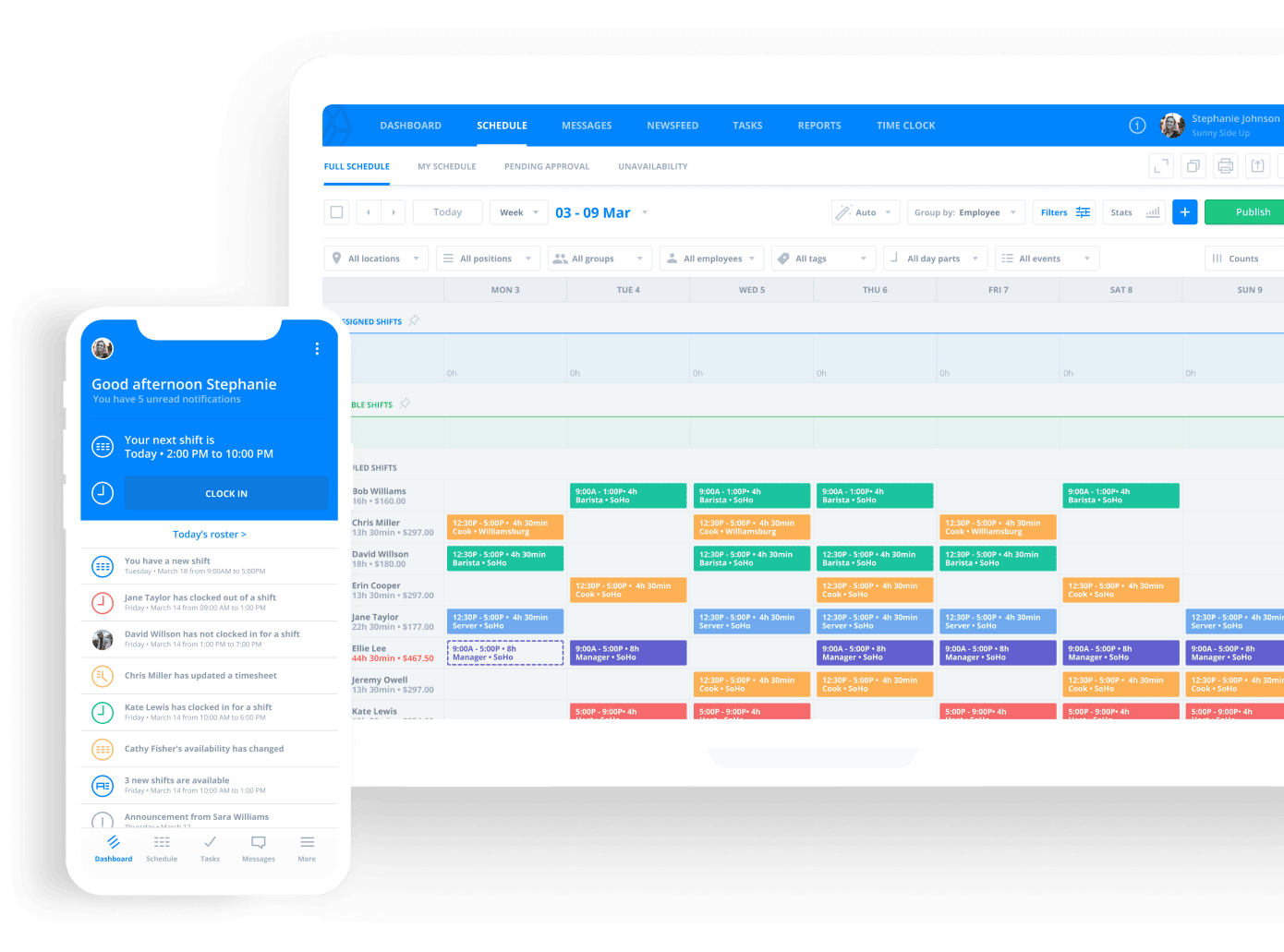 Sling scheduling desktop and mobile app