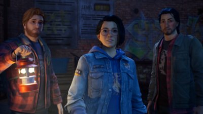 Life Is Strange: True Colors – kuvakaappaus, jossa kolme hahmoa katsoo kameraan