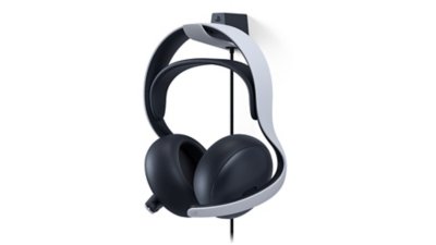 PULSE Elite wireless headset with charging hanger.