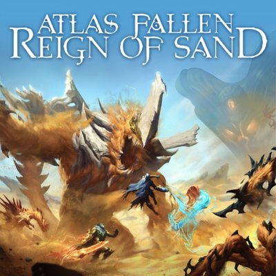 Atlas Fallen: Reign of Sand store art featuring a monster flying in the sky