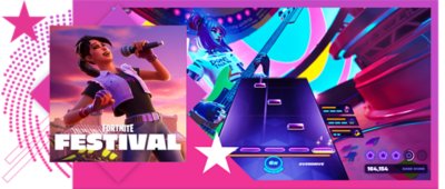 Imagen promocional de los mejores juegos de ritmo con ilustración principal de Fortnite Festival