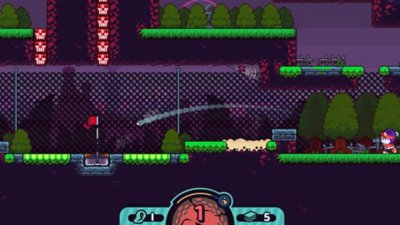 Cursed to Golf screenshot showing platformer style golf gameplay