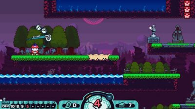 Cursed to Golf screenshot showing platformer style golf gameplay