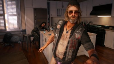 Στιγμιότυπο οθόνης του Dead Island 2 που δείχνει τον NPC Rikky και την κοπέλα του